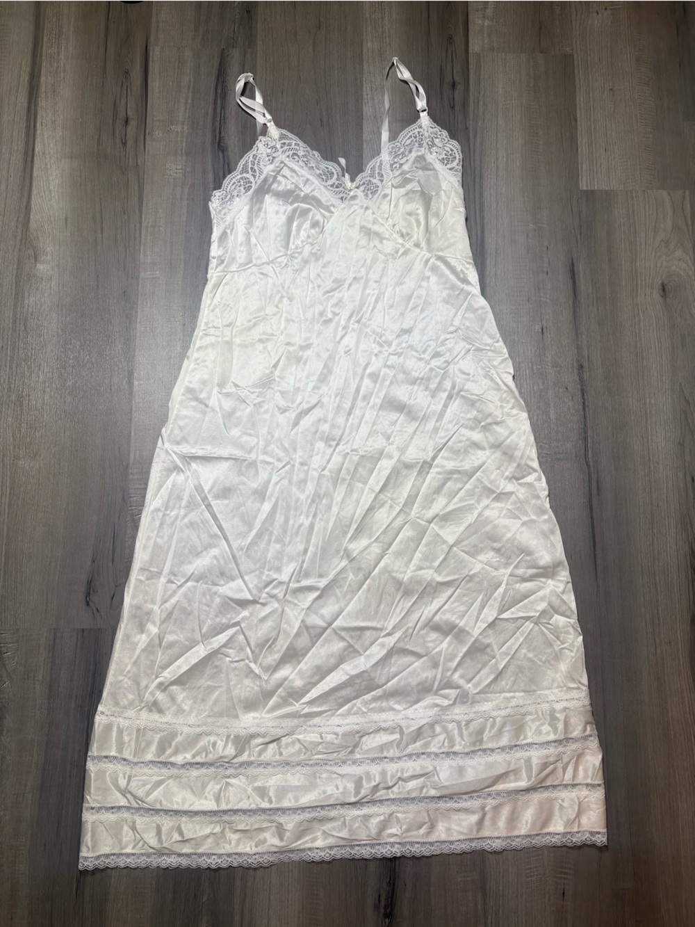 Adonna White Lace-Trim Slip Dress